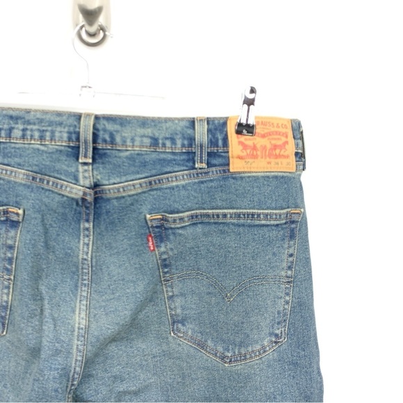 Levis Men Size 38 x 30 Jeans 505 Regular Fit Straight Light Wash Pants Stretch - Picture 5 of 9